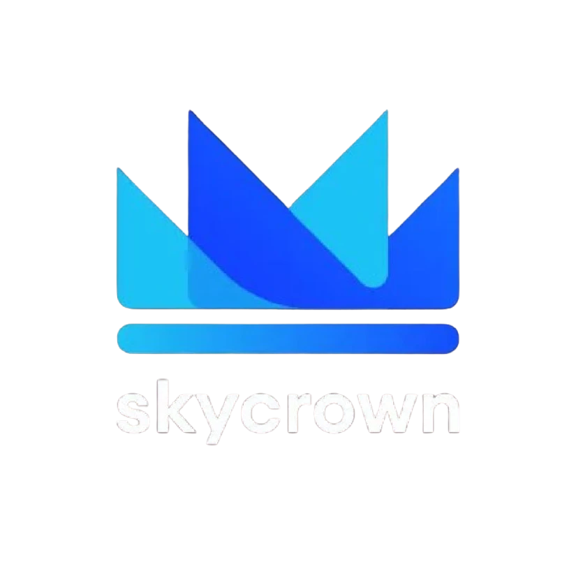 Skycrown casino logo in blue crown design